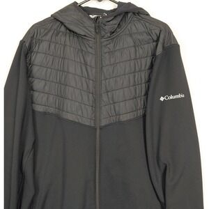 COLUMBIA Mens Sz ( L?) HYBRID Jacket Oak Park Full Zip Black Coat Active Outdoor